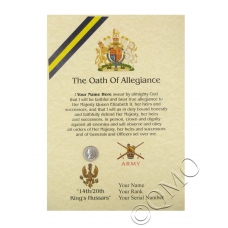 14th/20th Kings Hussars Oath Of Allegiance Certificate